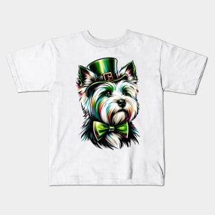 Biewer Terrier Embraces Saint Patrick's Day Cheer Kids T-Shirt